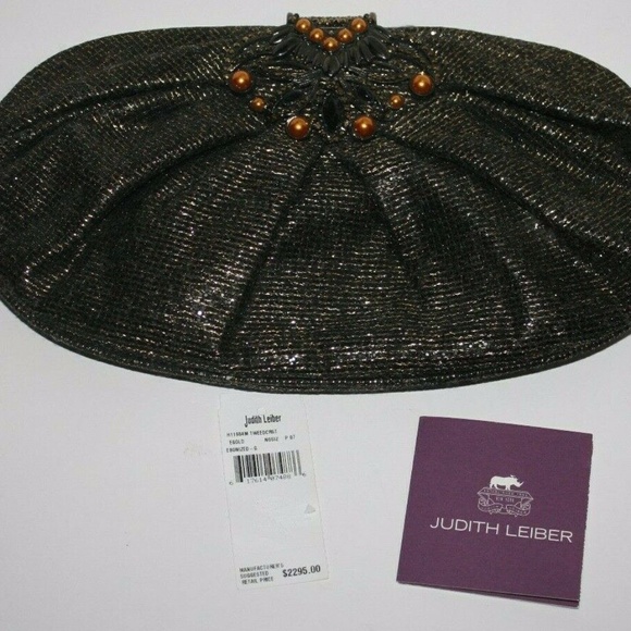 Judith Leiber Handbags - JUDITH LEIBER GOLD LINA METALLIC TWEED CRYSTAL
